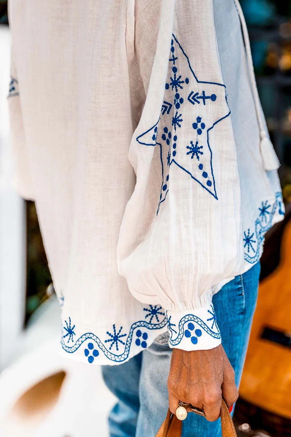 Blouse Grungemama Alima blanc/bleu - Image 4