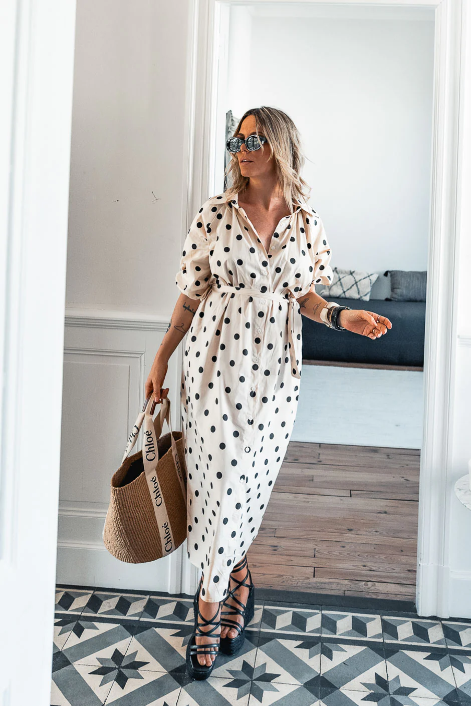ROBE HELENA À POIS NOIR - Image 3